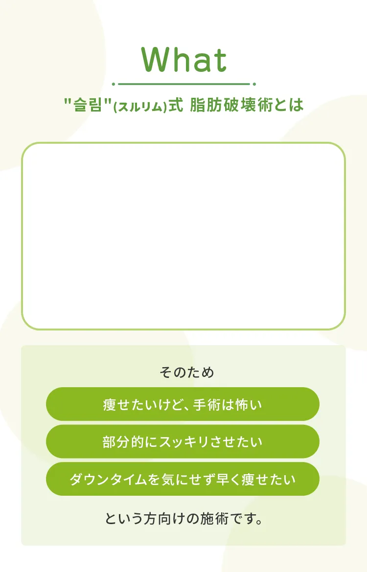 ＂슬림＂（スルリム）式 脂肪破壊術とは
