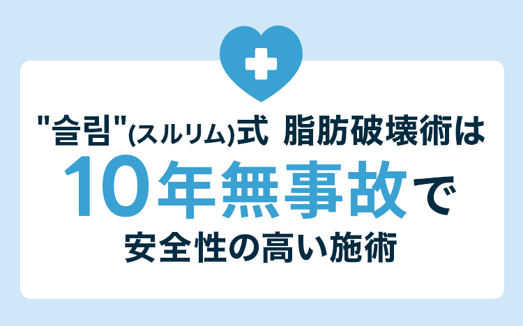 슬림（スルリム）式 脂肪破壊術は10年無事故で安全性の高い施術
