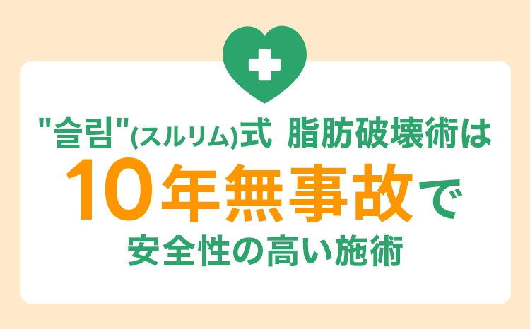＂슬림＂（スルリム）式 脂肪破壊術は10年無事故で安全性の高い施術